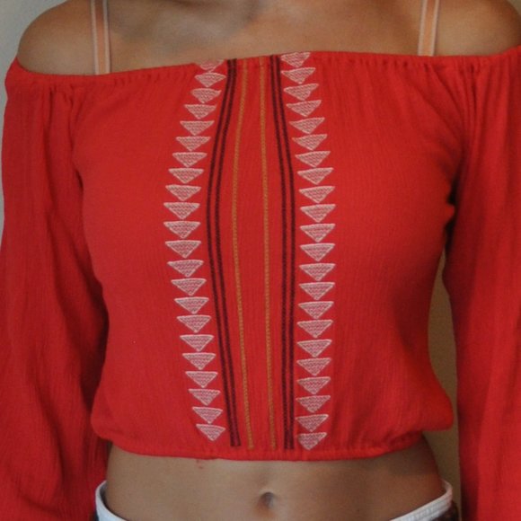 Kendall & Kylie Cropped Top Long Sleeve Size M - Picture 2 of 11